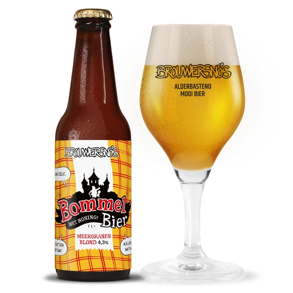 Packshot Bommelbier met glas