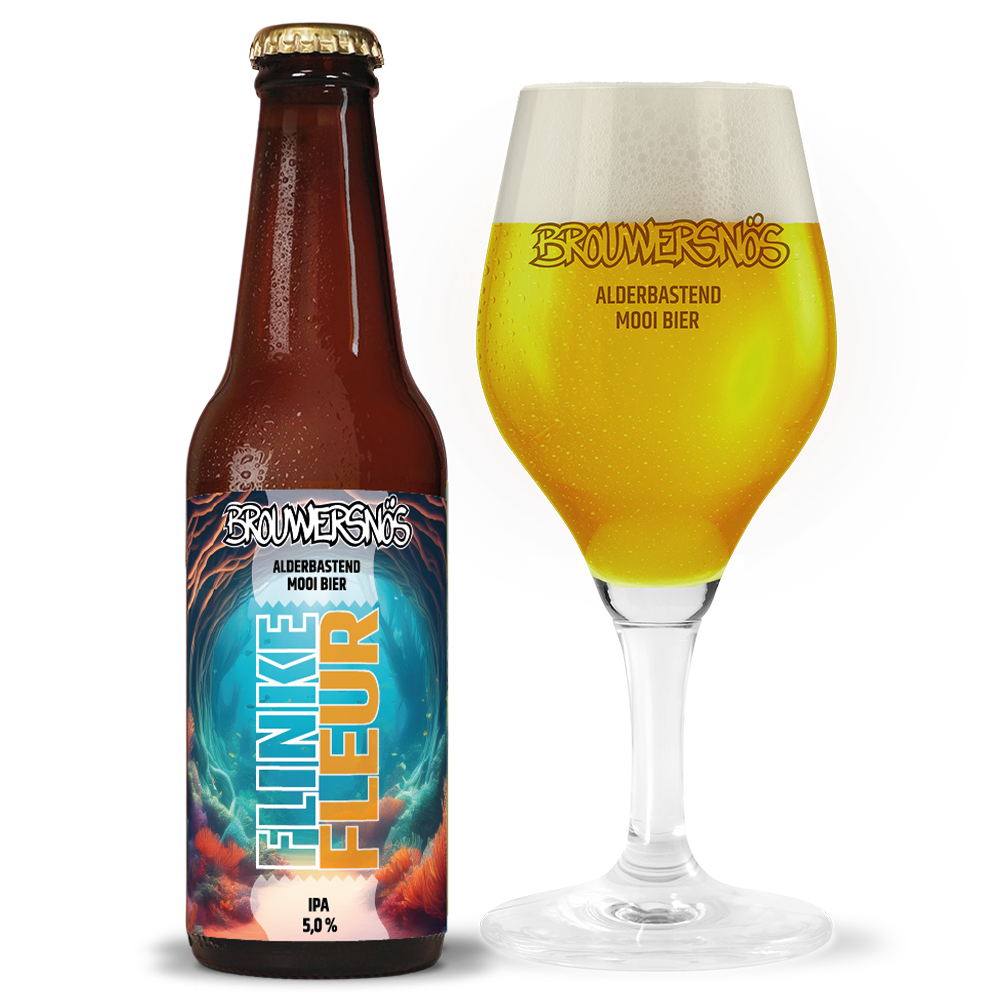 Flinke fleur fles met glas