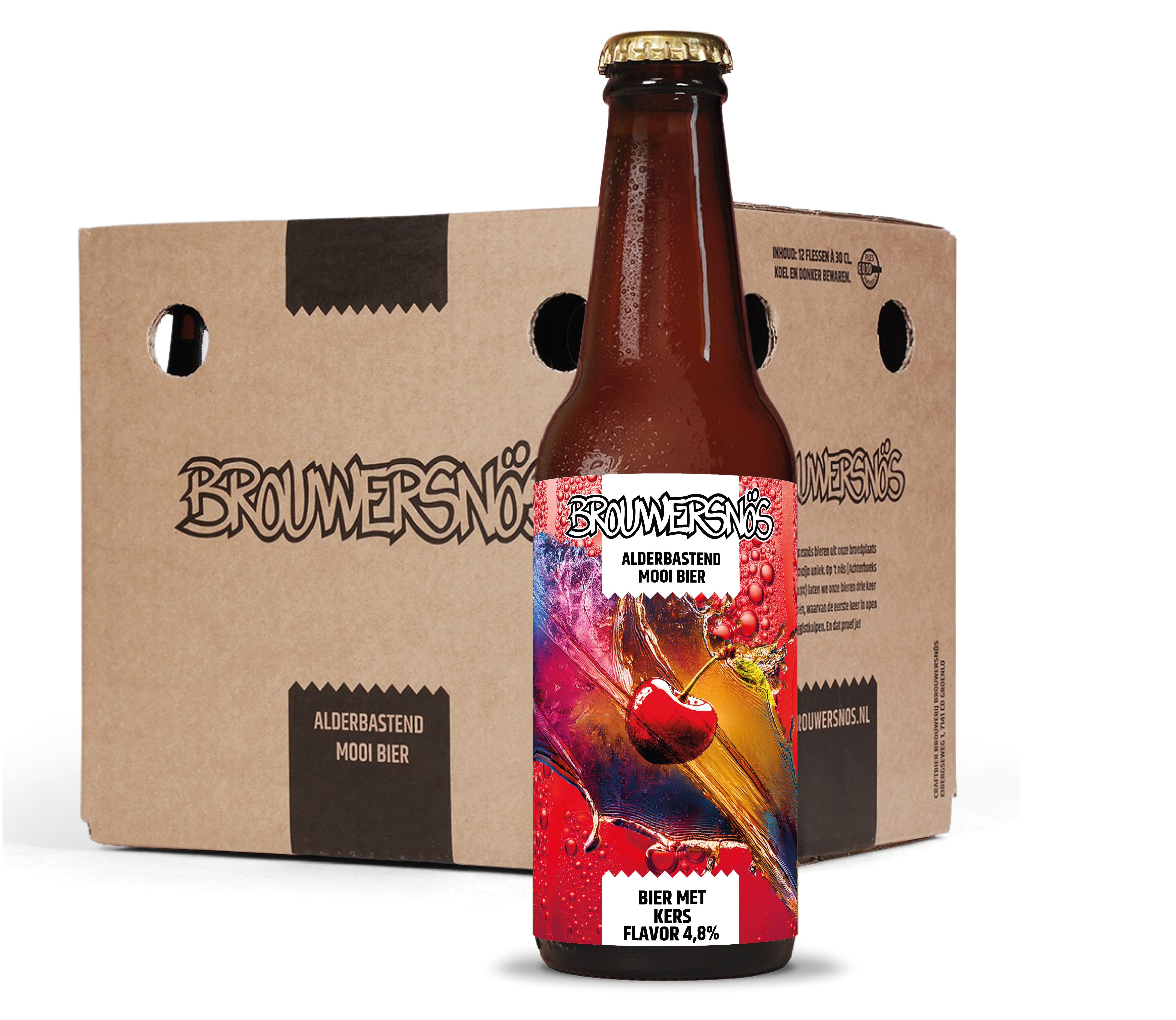 Packshot fles met doos kers